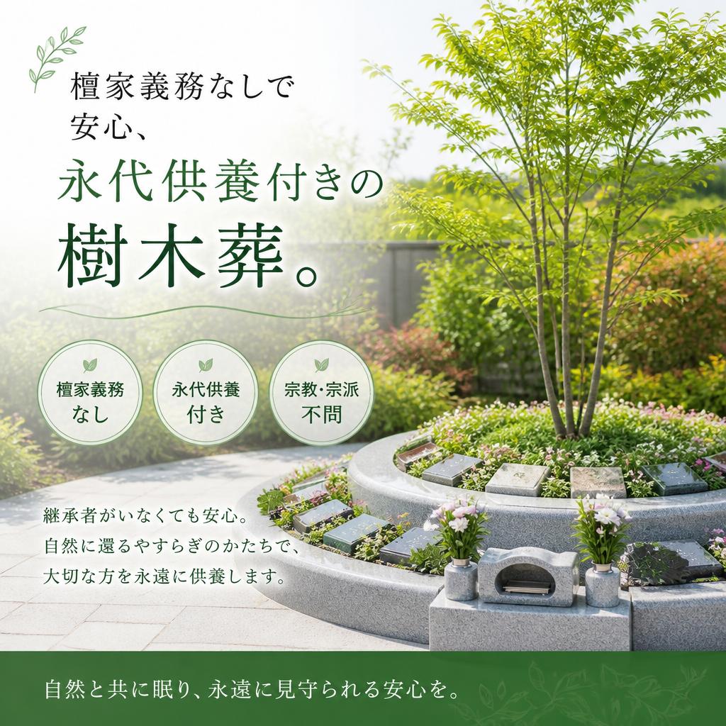 檀家義務なしで安心、永代供養付きの樹木葬。